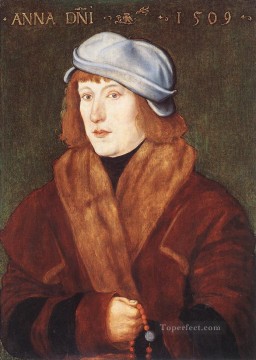 Rosa Pintura al %C3%B3leo - Retrato de un joven con un rosario pintor renacentista Hans Baldung